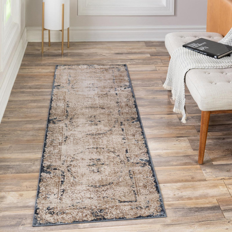 Tapis crème tissé à la machine Crisoforo, Tapis de couloir 3 pi 1 po x 13 pi 1 po