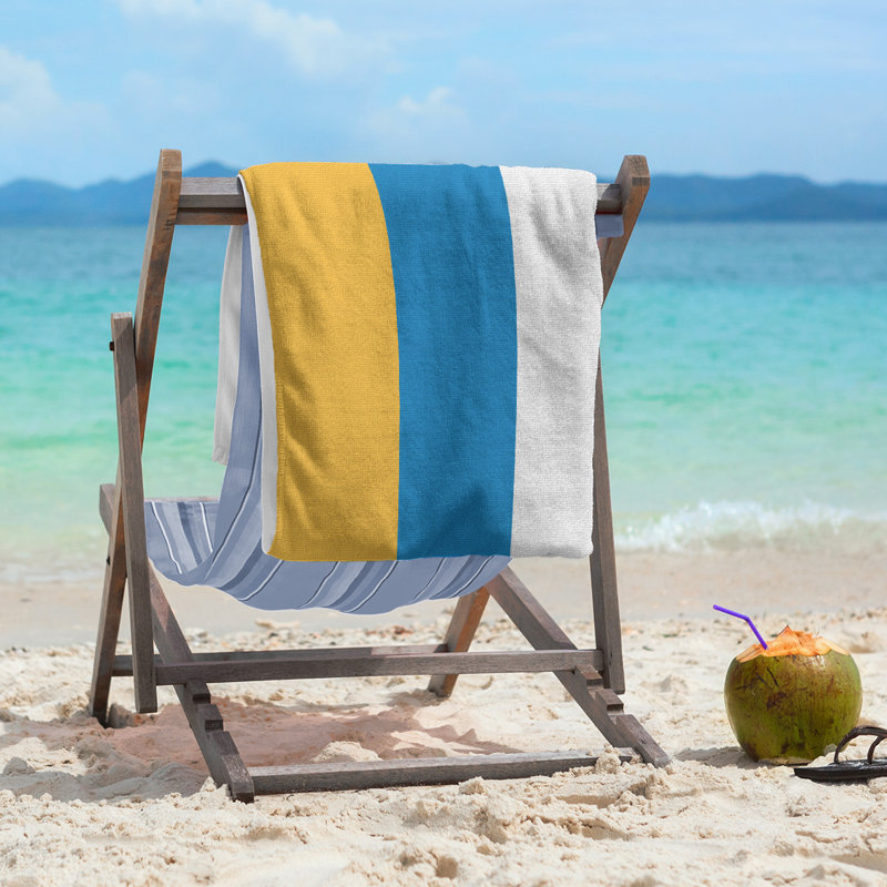 Lightweight Beach Towel, Yellow/Blue/White