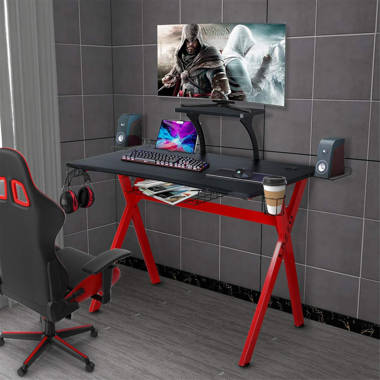 Homcom Gaming Computer Desk, Home Office Gamer Table Workstation