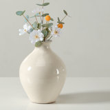 Approx. 9.4" Off White Glazed Ceramic Vase(3" Opening)
