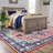 Washable Area Rug, Vintage Medallion Low Pile Non Slip Foldable Pearl Velvet Indoor Carpet, Light Red Tone, 3'x5'-1956870822