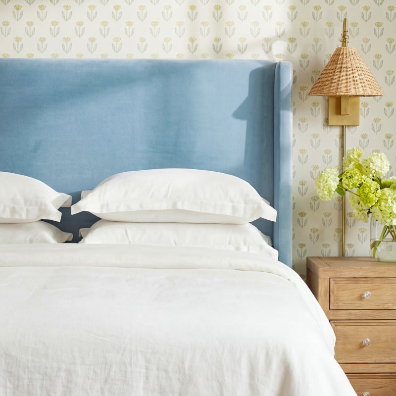 Bellfield Upholstered Headboard, King, Classic Ocean Velvet
