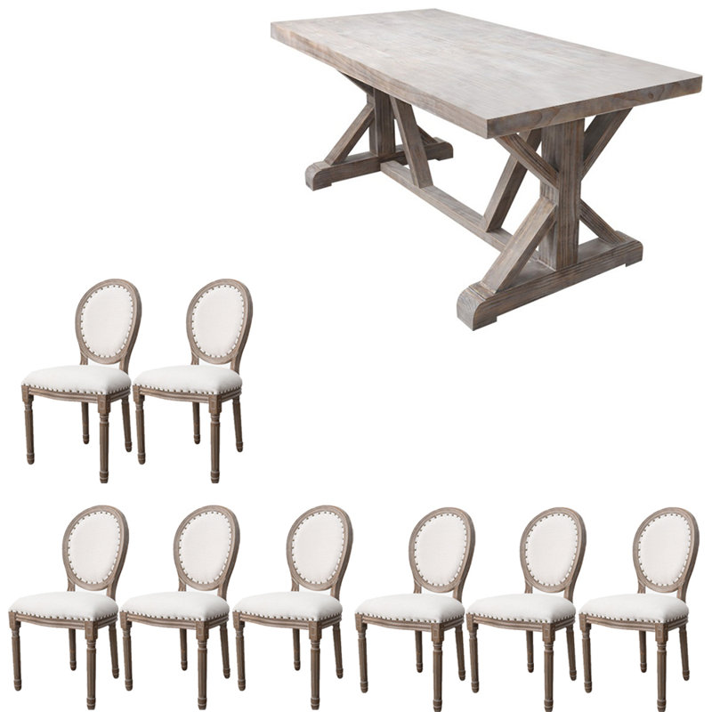 Ensemble de table de salle à manger rectangulaire de style américain, H 29,5 po x L 86,6 po x l 39,3 po