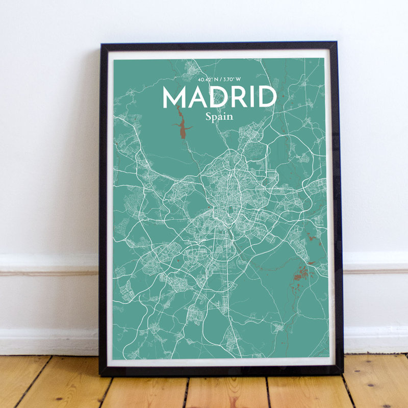 Madrid City Map - No Frame Print, 50.8cm H x 40.6cm W x 0.1cm D