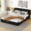 Grand lit plateforme tapissier, noir