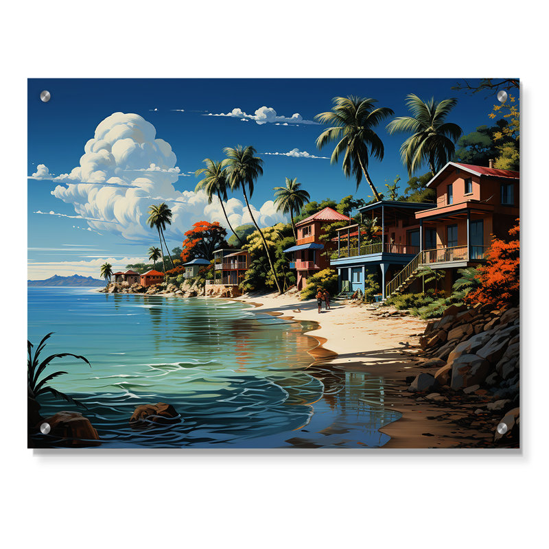 Beach Beach Vibes - Coastal Beach, art mural acrylique, H 12 po x l 20 po