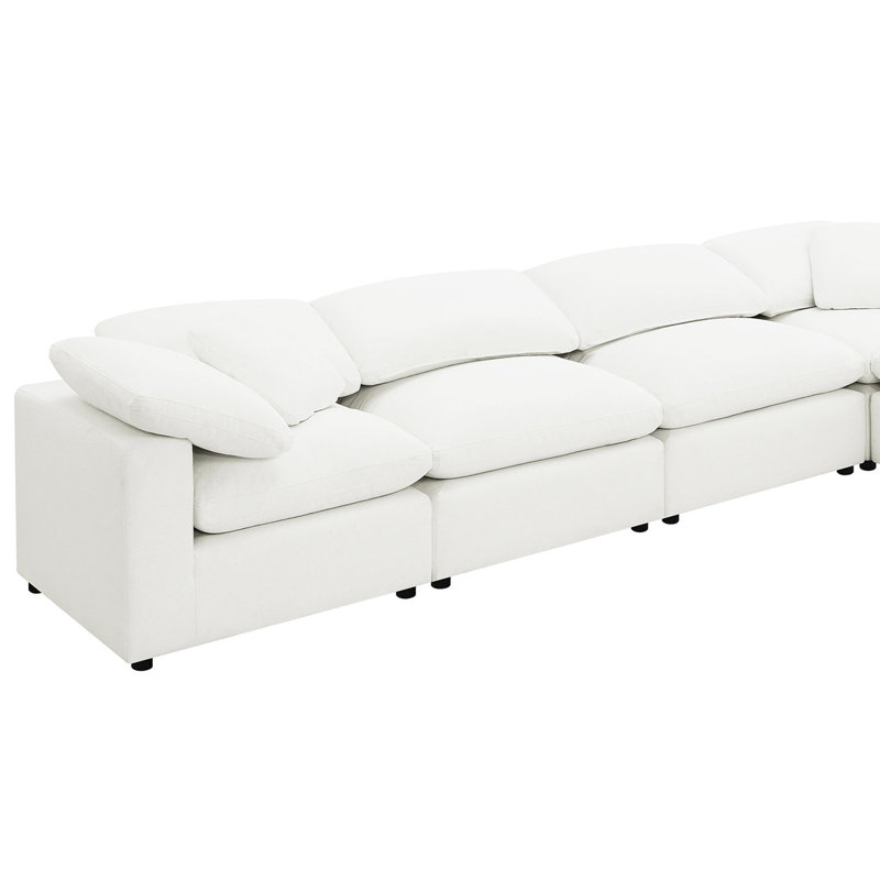Canapé modulaire rembourré 6 pièces Boucle, Tissu ivoire