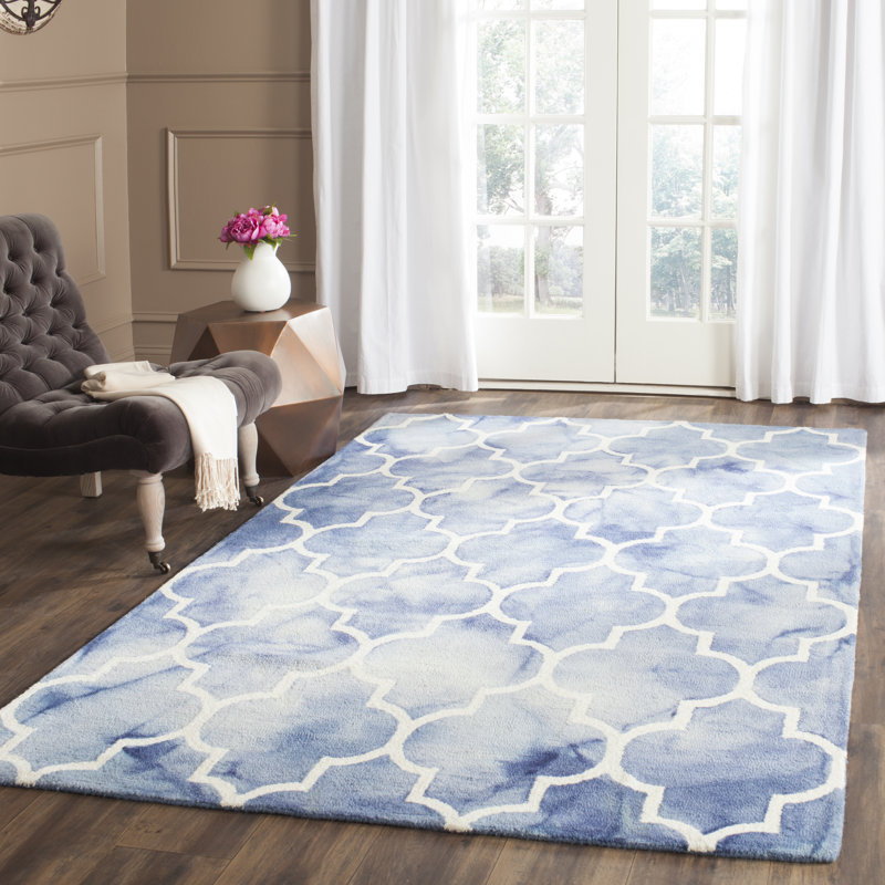 Dip Dye Hand Tufted Wool Geometric Rug, Rectangle 9' x 12'