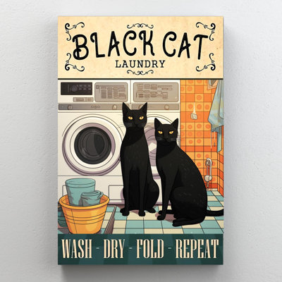 «Black Cat Laundry», impression sur toile tendue