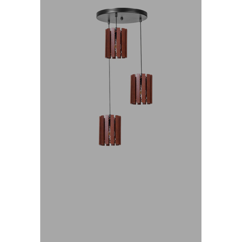 Lustre, Noyer / noir, 3 niveaux, Trois lumières