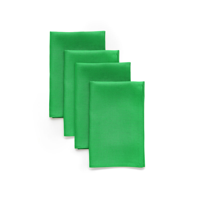 100% Pure Linen Dinner Napkins - Fete, Kelly Green
