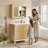 Fredson 30" Single Freestanding Bathroom Vanity Set with Medicine Cabinet,Solid Wood Legs, Sink Included & Interior Adjustable Storage, Easy Assembly, Natural Oak