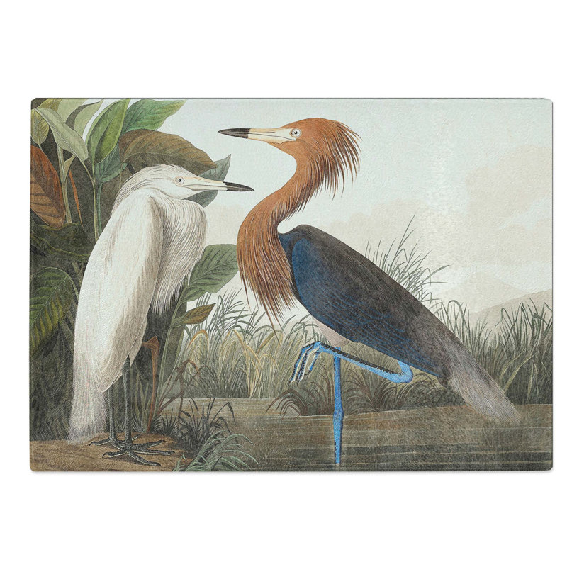 Tempered Glass Heron by John James Audubon Chopping Board, 39 cm W x 28.5 cm L