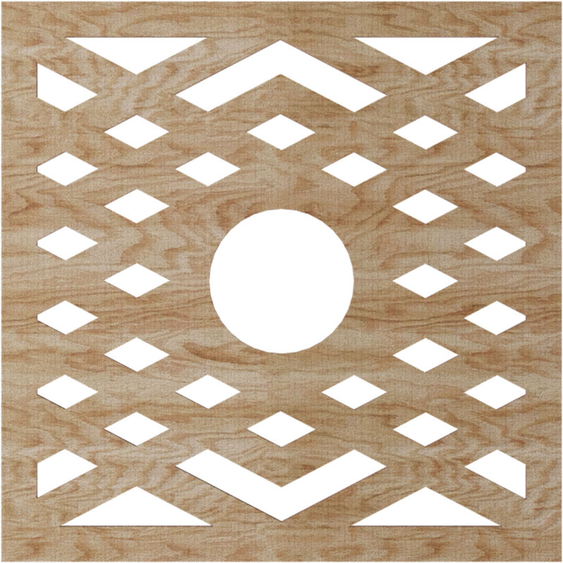 Médaillon de plafond 26 "x 26" x P 6 3/4 "x P 3/8", Chêne rouge, H 24 po x l 24 po x P 0,25 po