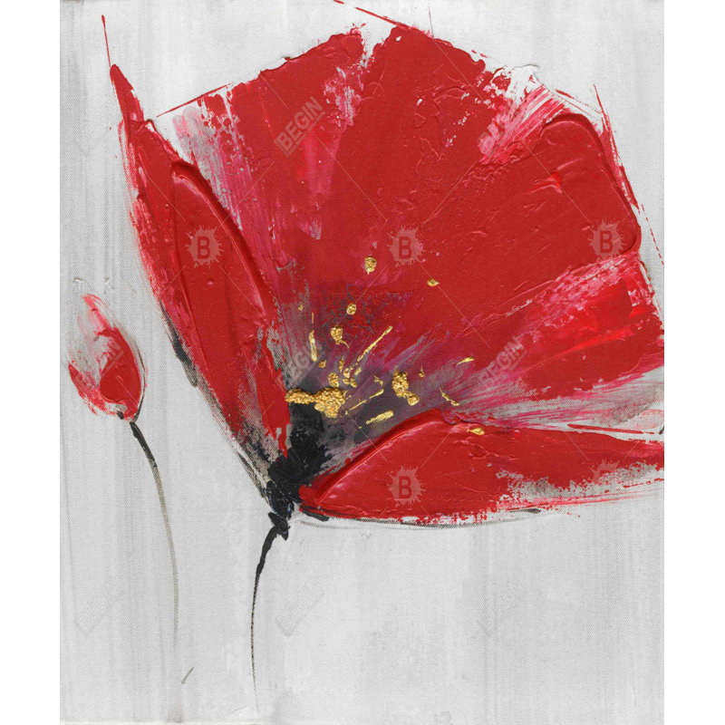 Two Red Flowers on Gray Background | Office Romantic Canvas