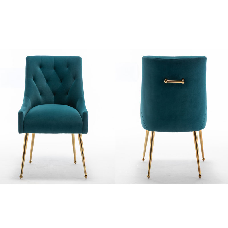 Chaise d'appoint en velours beige Baudel, Bleu sarcelle