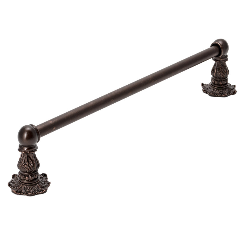 Acanthus 24 inches c.c. {approximately} towel bar Renaissance style with 5/8 smooth center in Antique Brass
