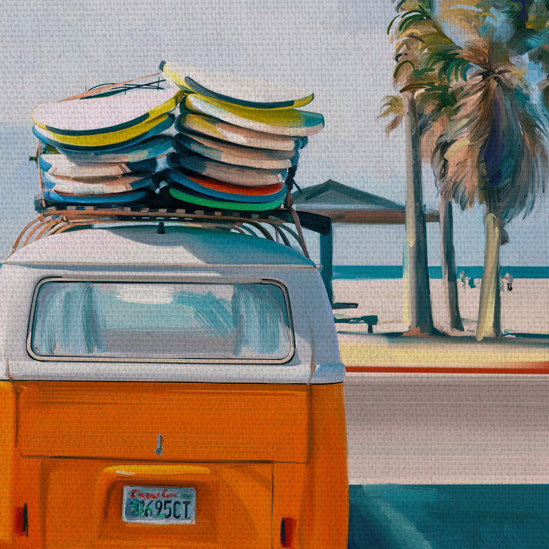 « retro beach day ii », reproduction d’art sur toile non encadrée, H 36 po x l 24 po x P 1,5 po