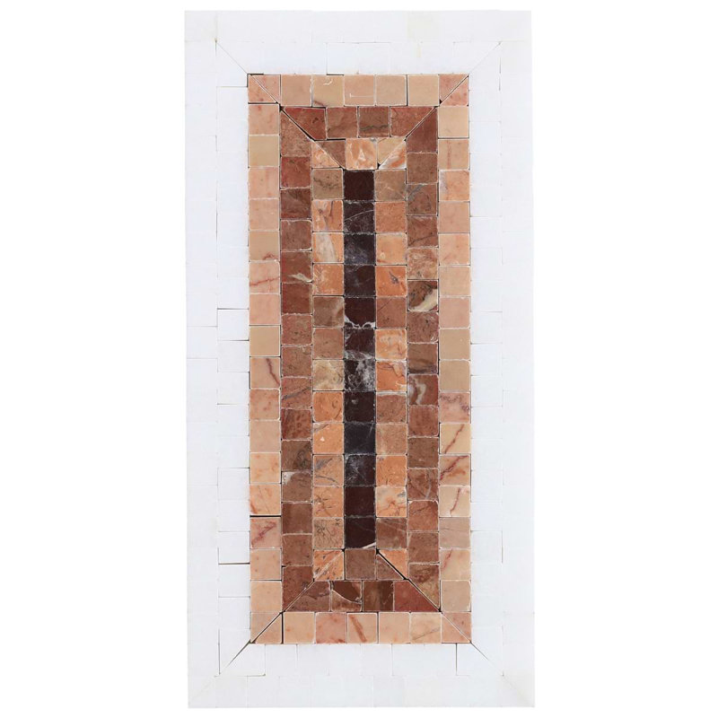Ako 4x9 Rectangle Marble Micro Mosaic Tile, Terracotta Rosa
