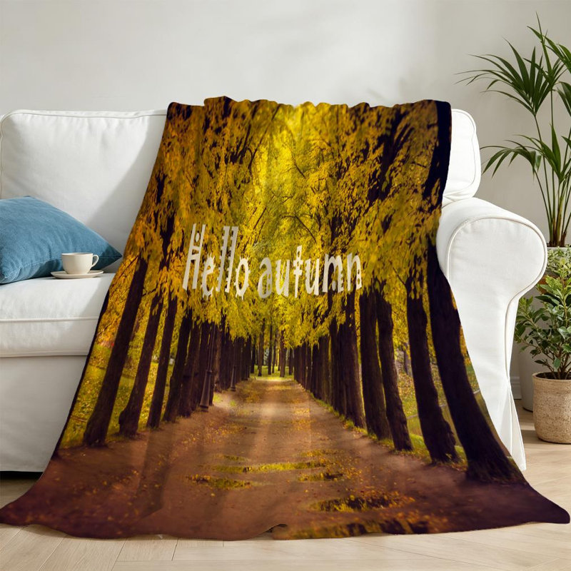 Jeté orange en flanelle de polaire ultra douce orange, imprimé d'un seul côté Hello, Throw 50" x 60"