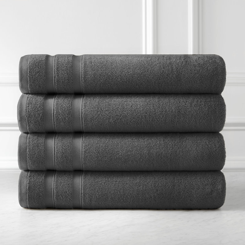 Ensemble de serviettes de bain 100% coton de qualité supérieure 4 pièces South GSM, Gris anthracite