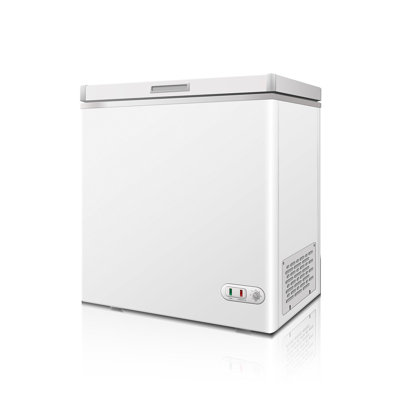 Congélateur coffre commercial ORIKOOL 5,0 pi. Cu. Avec couvercle verrouillable qui reste ouvert - congélateur écoénergétique pour le rangement en vrac de l'arrière de la maison, acier blanc