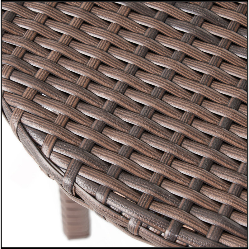 Ensemble de table d'extérieur en osier 3 pièces LIDO avec structure durable et osier en PE résistant aux intempéries, idéal pour le patio et le balcon