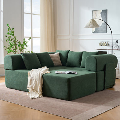 Canapé modulaire 106 po, canapé modulaire convertible en forme de L en nuage avec siège profond et méridienne mobile 106 po
