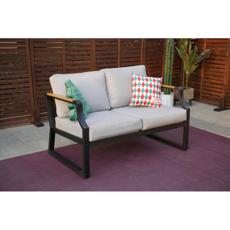 Suarez 50.40'' Wide Rectangle Wood Loveseat, Black