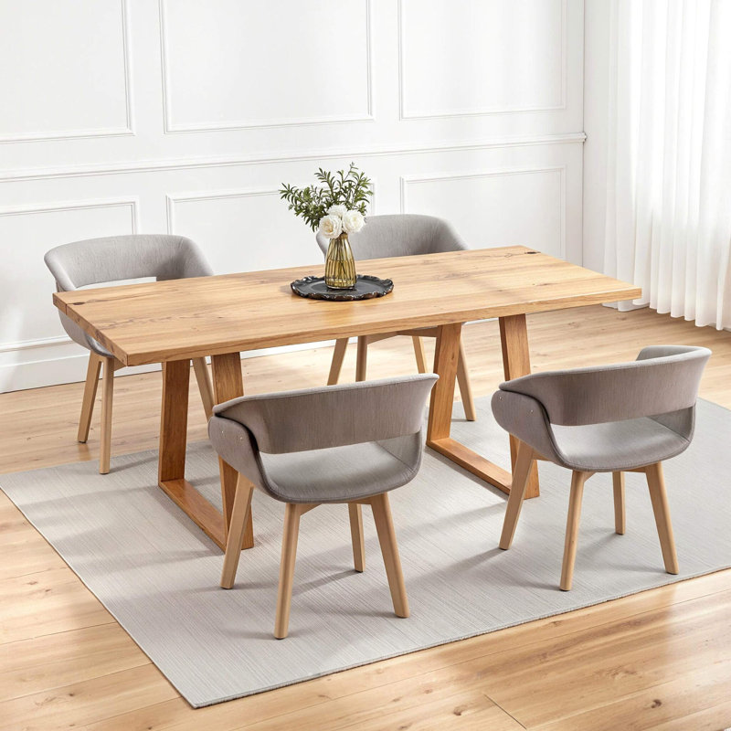 Chaise avec accoudoirs d'appoint Modern, salle à manger rembourrée en tissu Mid-Century, Gris