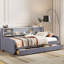 Lit simple tapissier gris avec rangement de tiroir - Velours, espace organisé, plateforme stable-1556615082