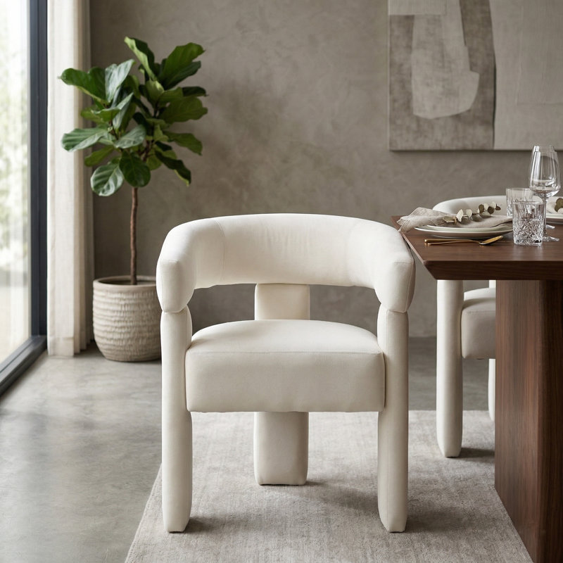 Chaise légère et luxueuse en velours, Beige