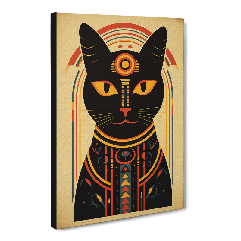 Egyptian Cat Minimalism No.2 - Print on Canvas, 50cm H x 35cm W x 3cm D