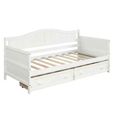 Lit de jour simple en bois avec 2 tiroirs, canapé-lit pour le salon de la chambre à coucher, aucun sommier nécessaire