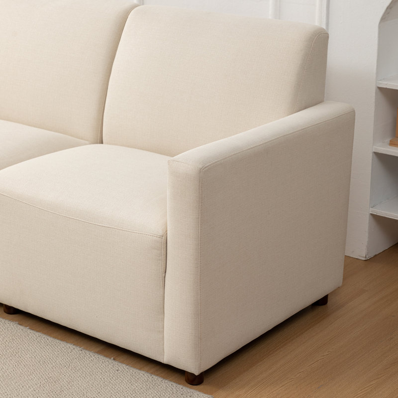 Canapé modulaire 5 pièces Mckee - Tissu de performance naturel avec polyester recyclé, Polyester beige