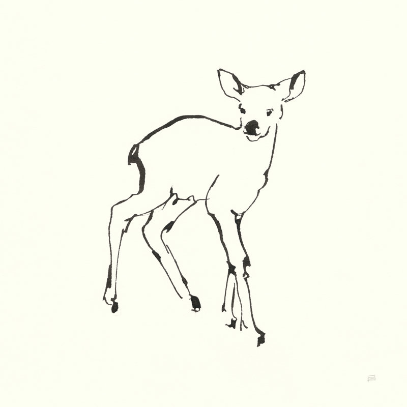 " Line Fawn " by Chris Paschke, 30" H x 30" W, Wrapped Canvas, No