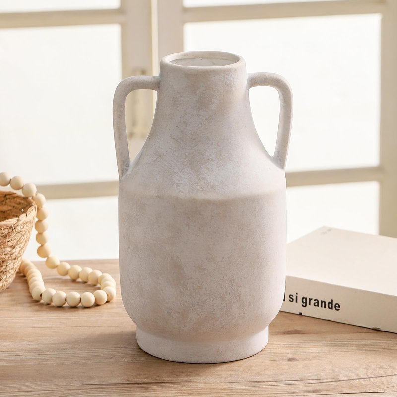 Vase en céramique 11 "avec poignée, Ancien