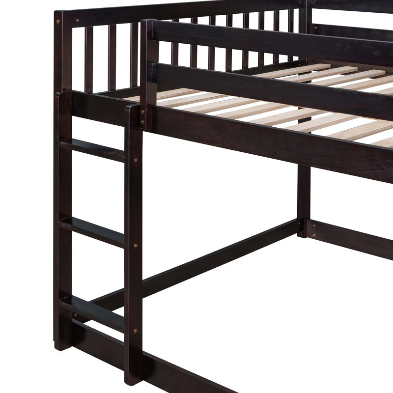 Lit superposé avec 4 tiroirs et 3 tablettes, Double sur double, Espresso