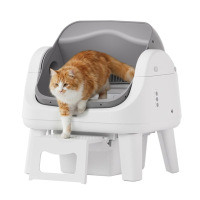 AS12 Automatic Cat Litter Box Self-Cleaning with Safety Protection, Liners, Mat and Front Entry Step Included, Full