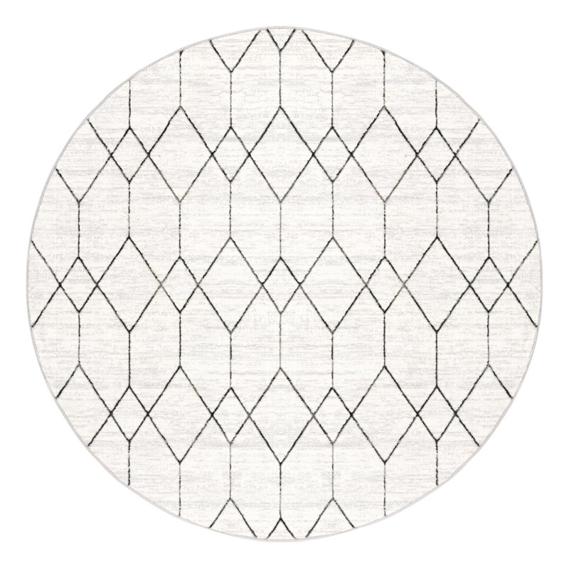Nubieber Geometric Indoor Rug, Round 7'