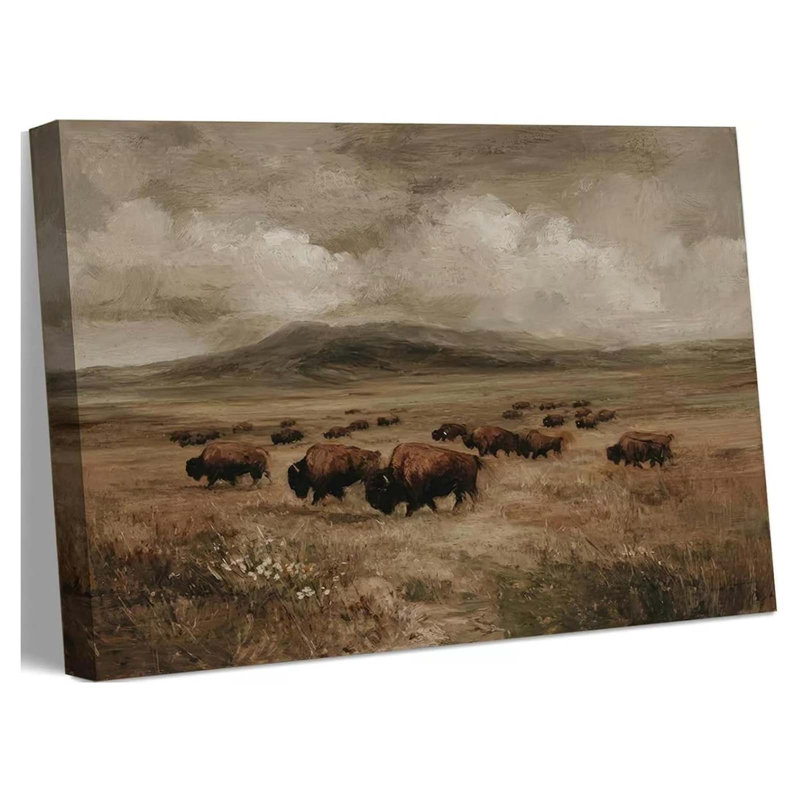 Bison Herd Canvas Wall Art, 40x60cm
