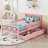 Twin Wood Platform Bed with Guardrails on Both Sides and Two Storage Drawers-59393765
