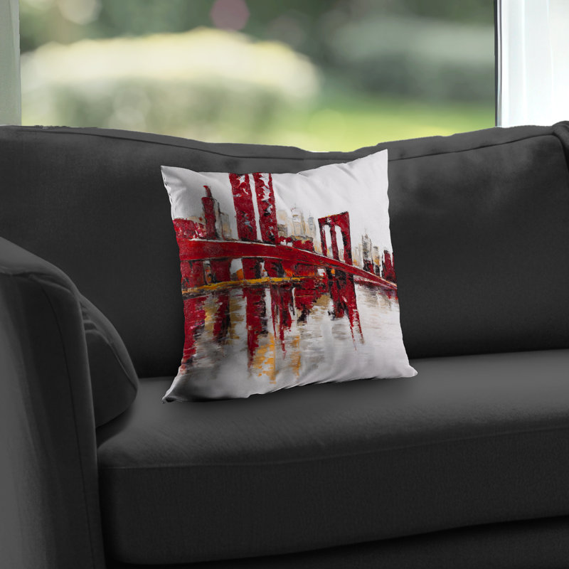 Abstract and Industrial Red Bridge Throw | Home Decor Accent – Throw Pillow Cover Only, Double-Sided Print, Insert Not Included