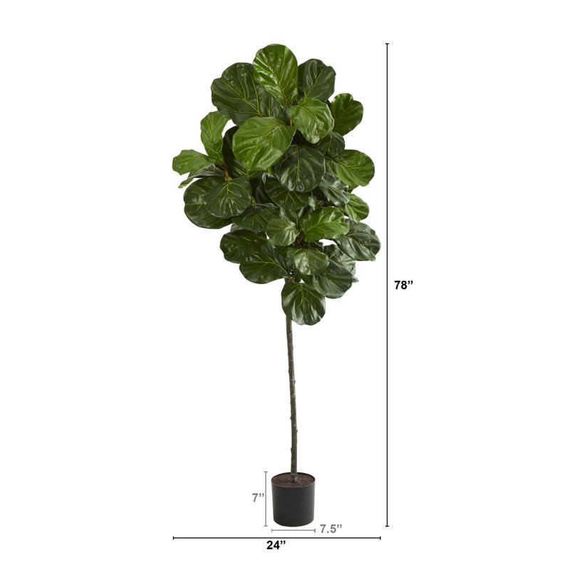 Faux Fiddle Leaf Fig Tree in Pot Liner, 78" H x 24" W x 24" D