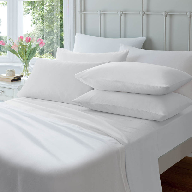 Brushed Cotton Flat Sheet, White, Super King (6')