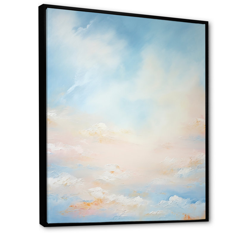 «Blue Clouds Scenery Minimalisme», reproduction sur toile, Cadre flottant noir, H 20 po x l 12 po
