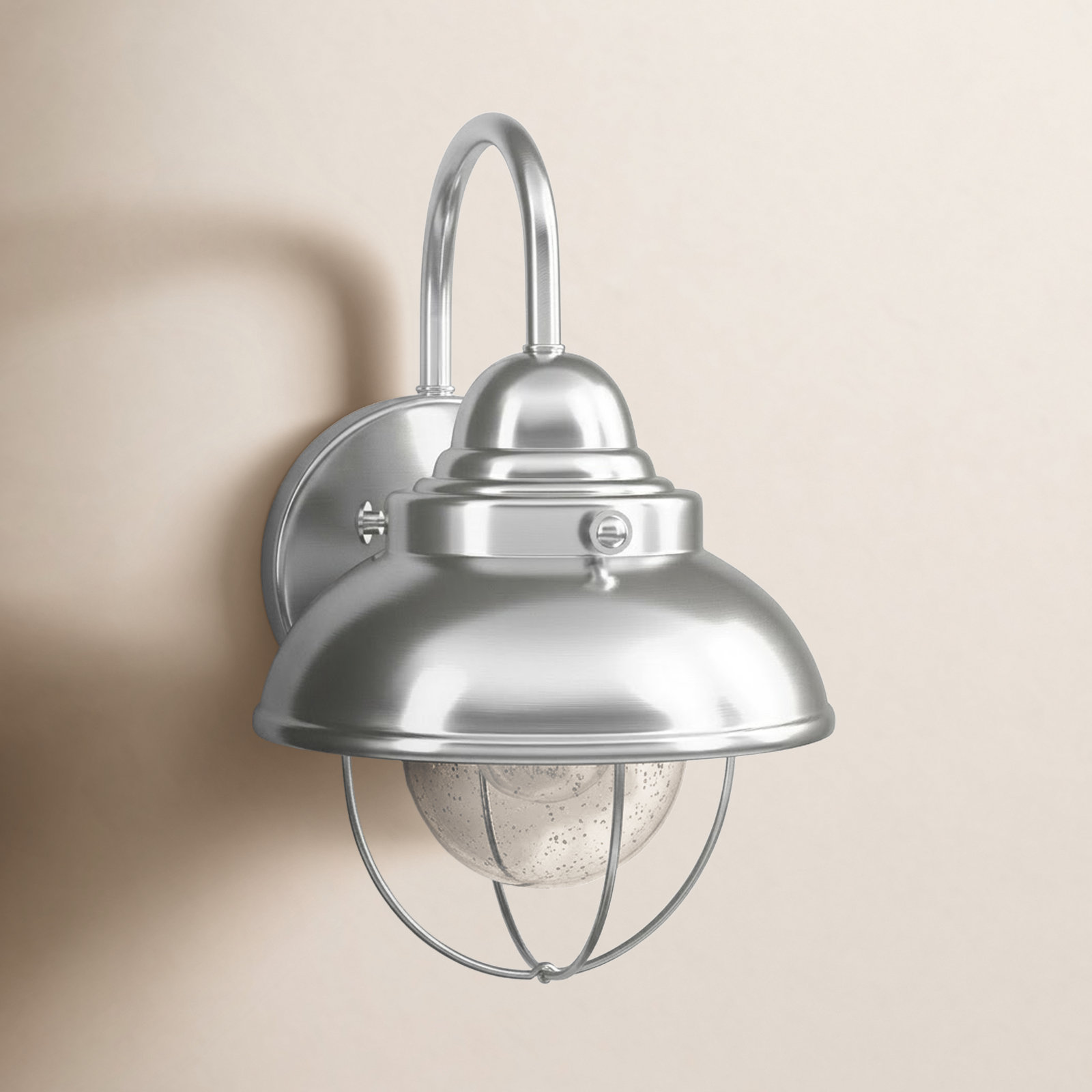 Audrey Single Light Bell Outdoor Wall Light, Brushed Stainless
