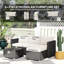 Outsunny 5 Piece Rattan Garden Furniture Set with Gas Fire Pit Black/Cream