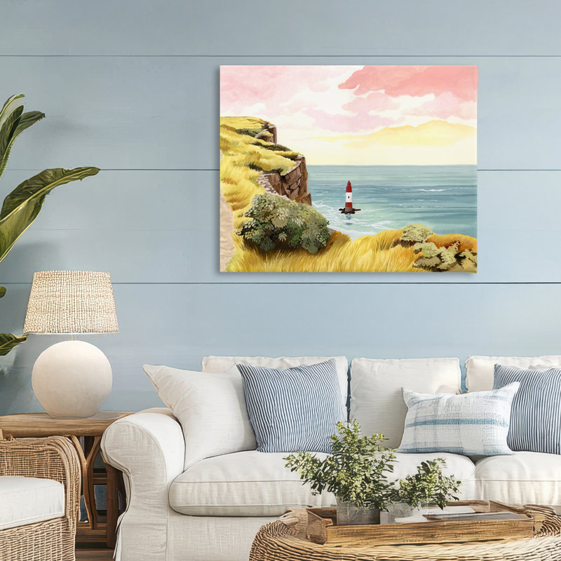 Toile du phare de Beachy Head Lone, design par Courtney Haley, H 30 po x l 40 po