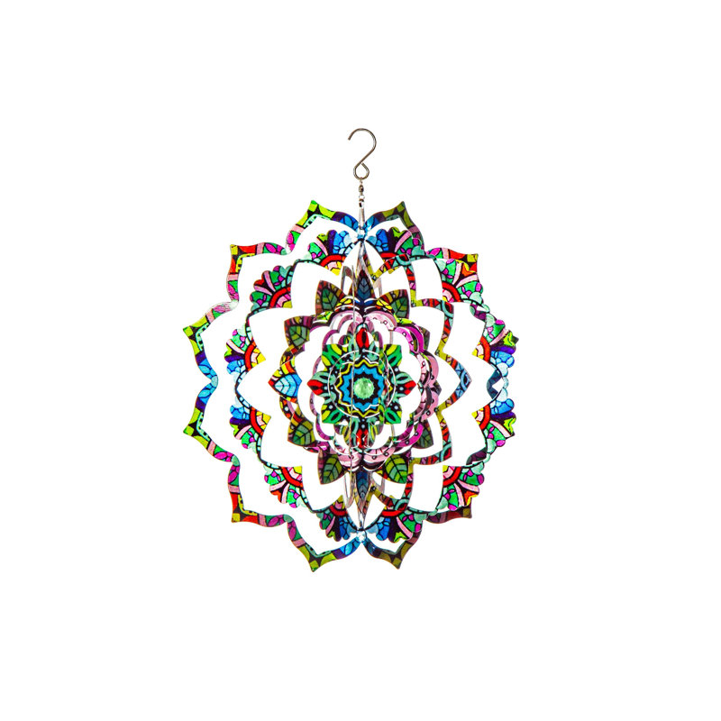 Valise 12 ", illusion optique 3D en métal, fleur de mandala